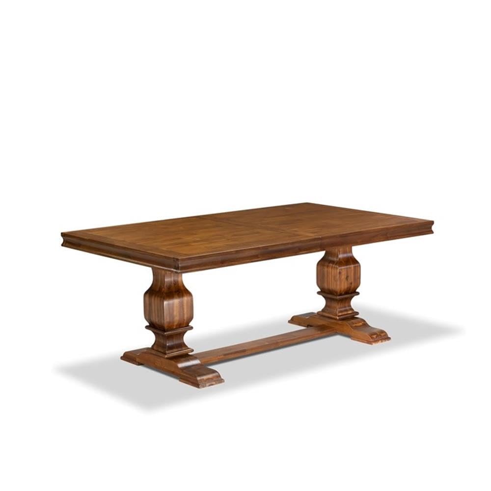 9-Piece Acacia Wood Dining Table Set with 8 Faux Leather Chairs V378