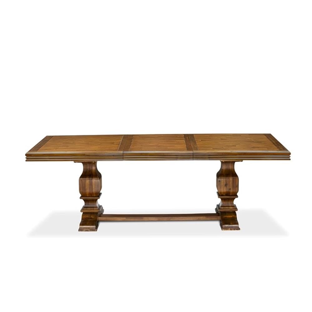 9-Piece Acacia Wood Dining Table Set with 8 Faux Leather Chairs V378