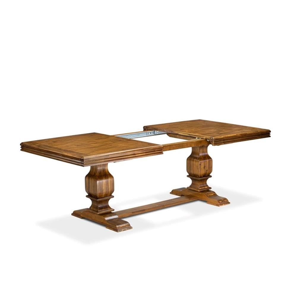 9-Piece Acacia Wood Dining Table Set with 8 Faux Leather Chairs V378