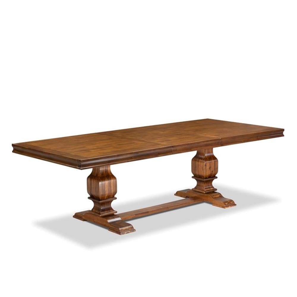 9-Piece Acacia Wood Dining Table Set with 8 Faux Leather Chairs V378