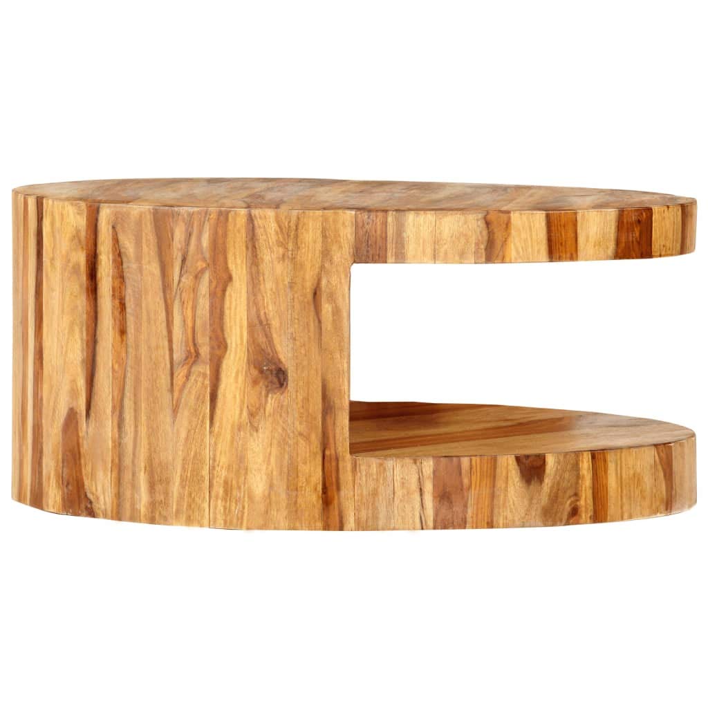 Round Coffee Table 25.6"x11.8" Solid Sheesham Wood C4629