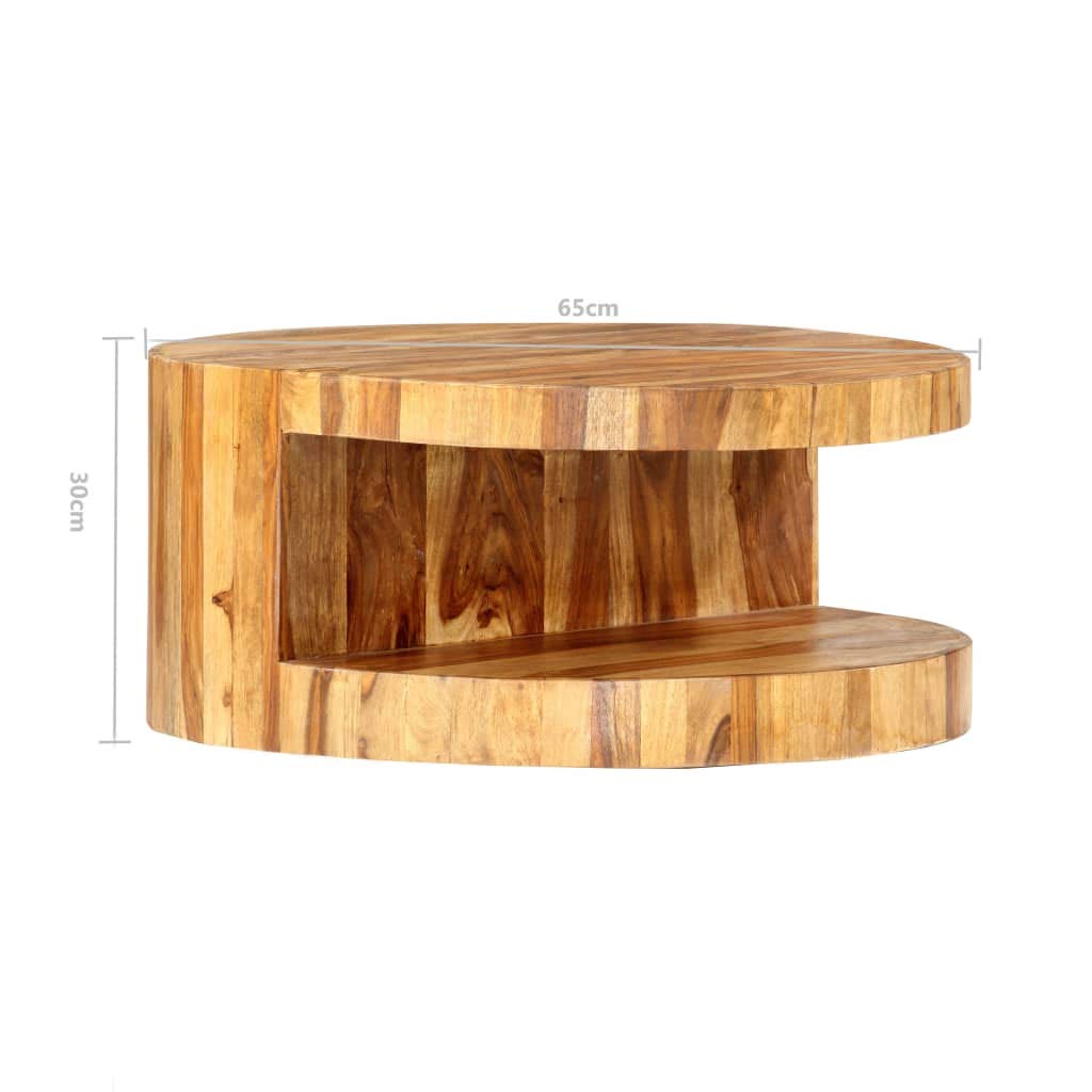 Round Coffee Table 25.6"x11.8" Solid Sheesham Wood C4629