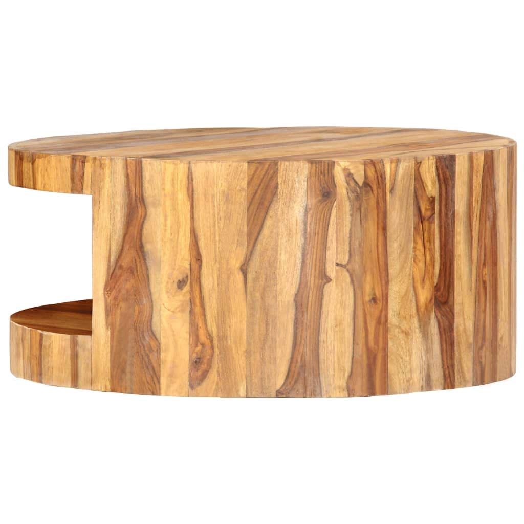 Round Coffee Table 25.6"x11.8" Solid Sheesham Wood C4629