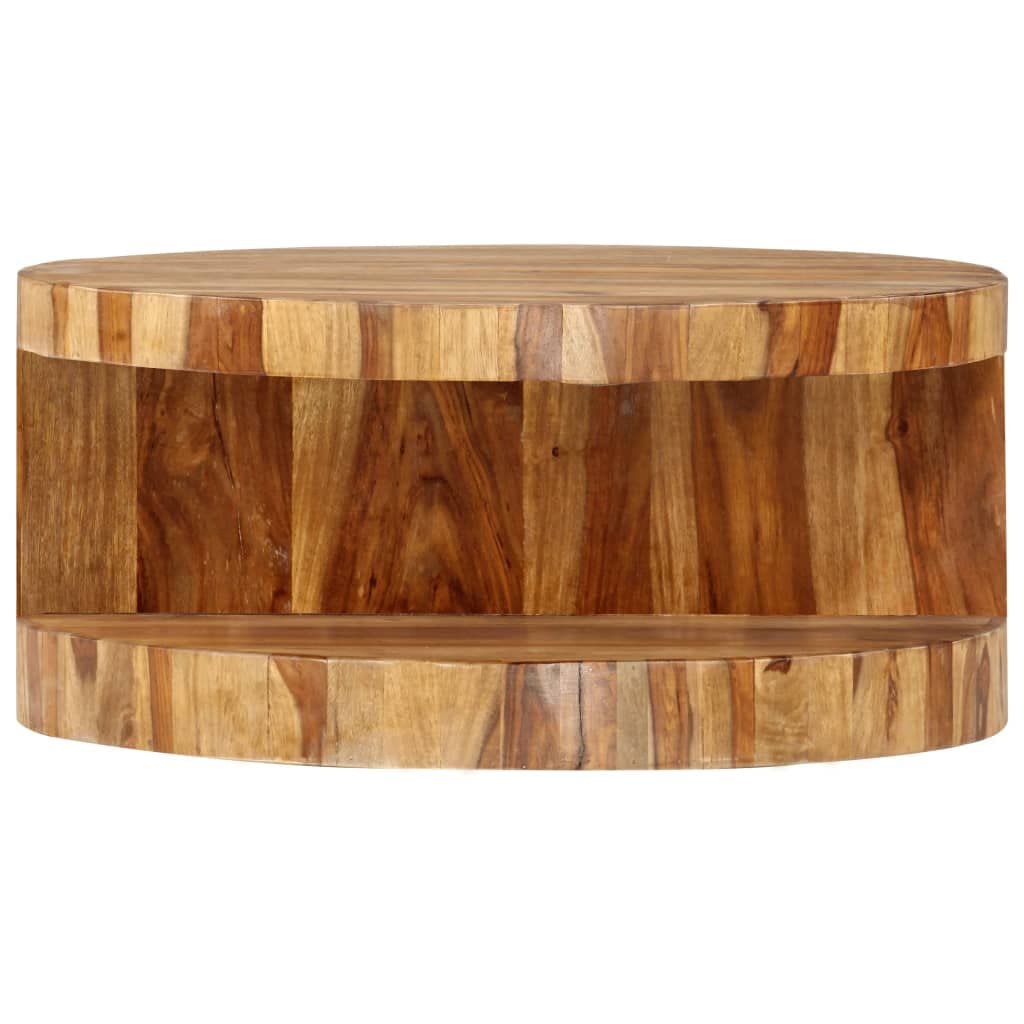 Round Coffee Table 25.6"x11.8" Solid Sheesham Wood C4629