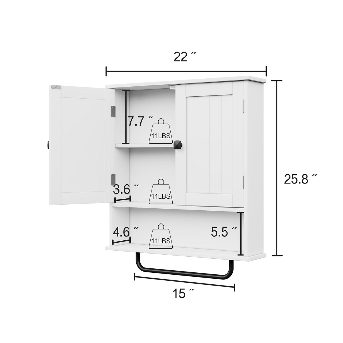 Wall Mounted Medicine Cabinet with Towels Bar J7149