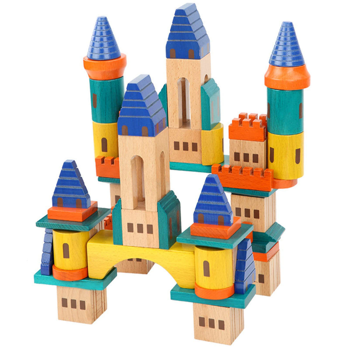 69 Pcs Wooden Building Blocks Set U91878