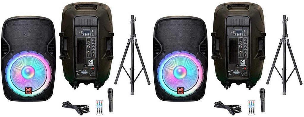 15" 2-Way Powered Bluetooth Karaoke Speaker with Speaker Stand R543