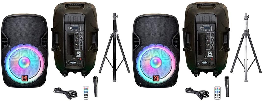 15" 2-Way Powered Bluetooth Karaoke Speaker with Speaker Stand R543