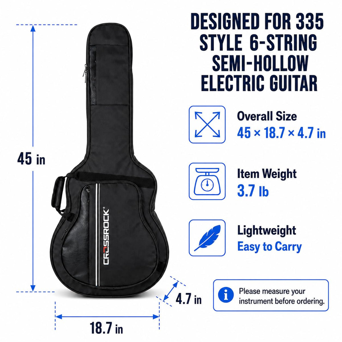 6-String Semi-Hollow Electric Guitar Gig Bag J235