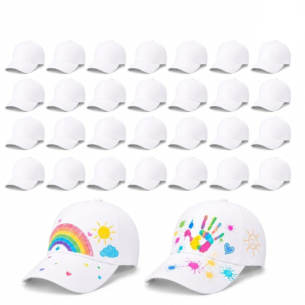 30 Pcs DIY Kids Baseball Caps Hats T60391