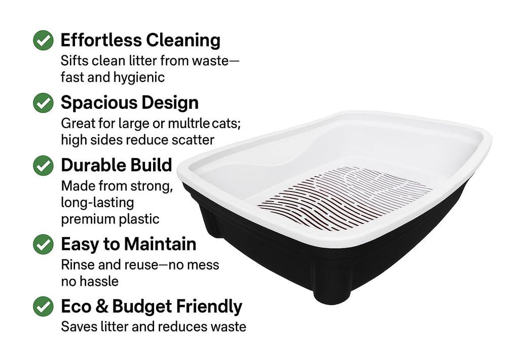 Large Black Cat Litter Box with Sifting System J26443