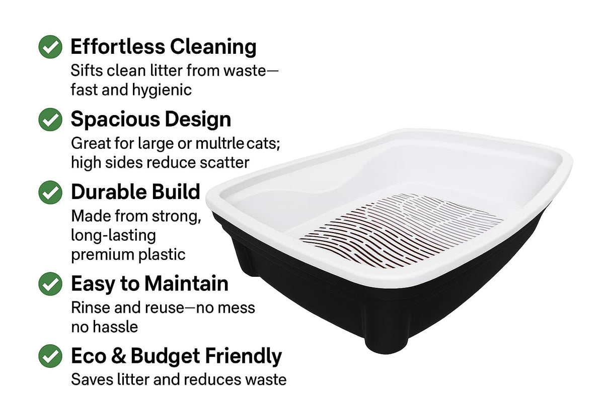 Large Black Cat Litter Box with Sifting System J26443