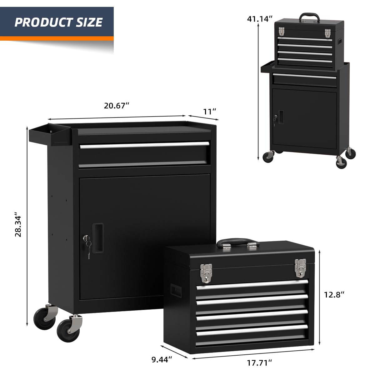 5 Drawer Rolling Tool Chest with Wheels and Lock A99259