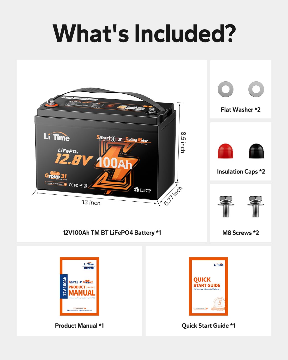 12V 100Ah LiFePO4 Trolling Motor Battery S9344