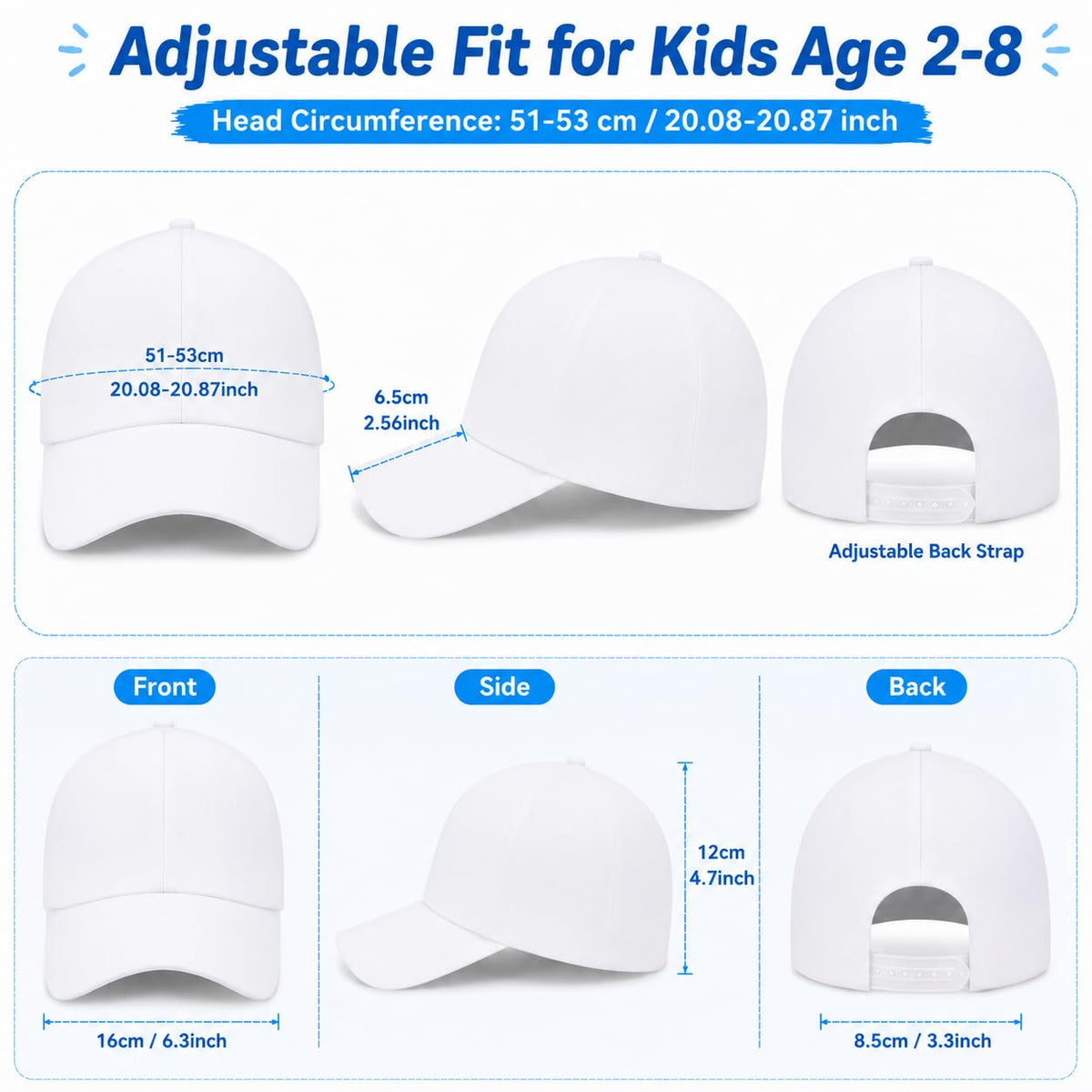 30 Pcs DIY Kids Baseball Caps Hats T60391