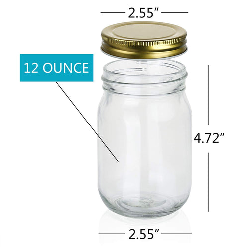 12 oz Glass Jars With Lids, Set Of 20 J701501