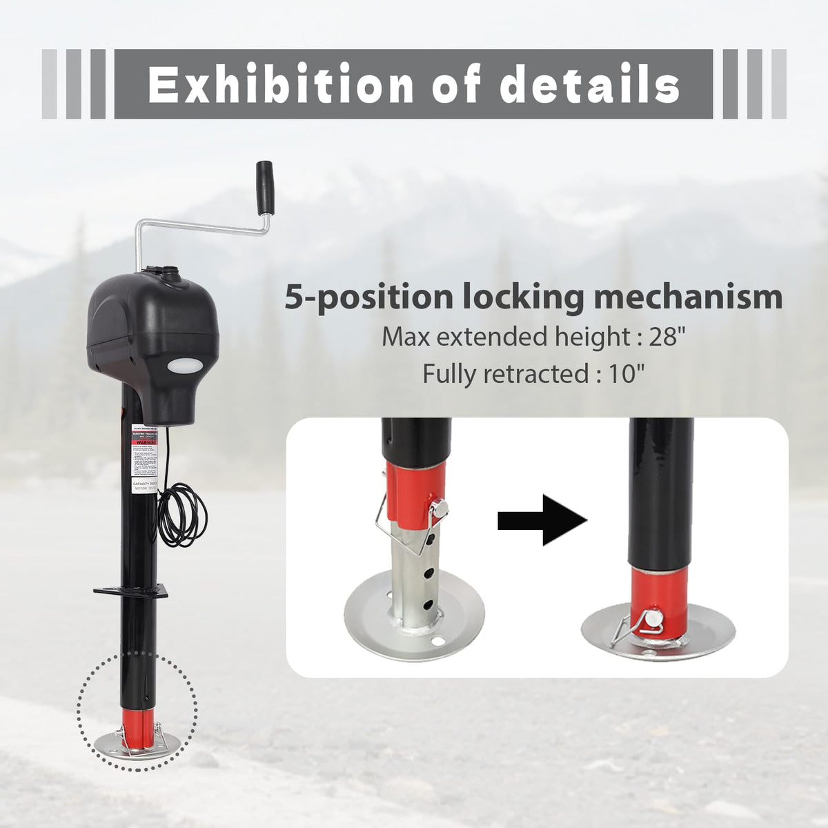 Electric Power Tongue Jack 3500lbs 12V DC U7097