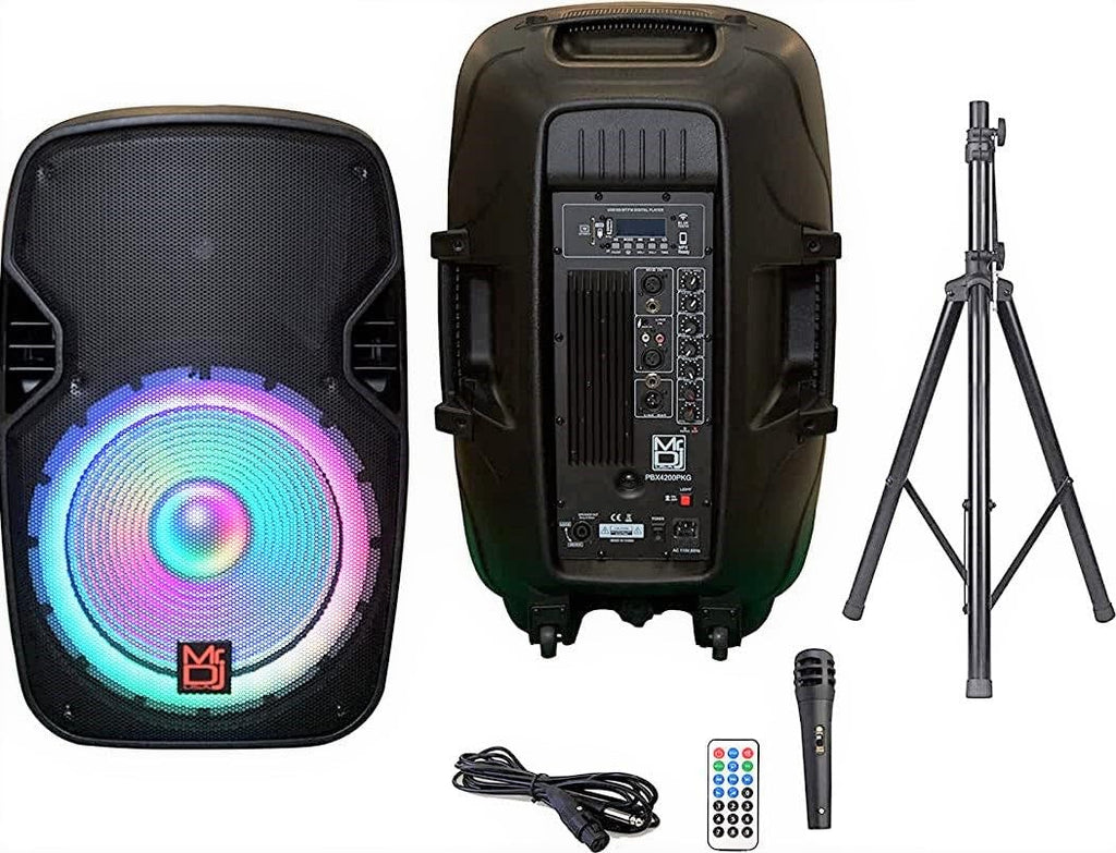 15" 2-Way Powered Bluetooth Karaoke Speaker with Speaker Stand R543