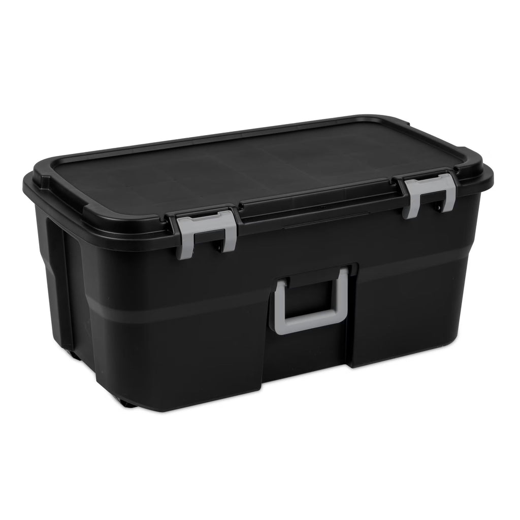 22 Gallon Black Wheeled Plastic Storage Trunk H509708