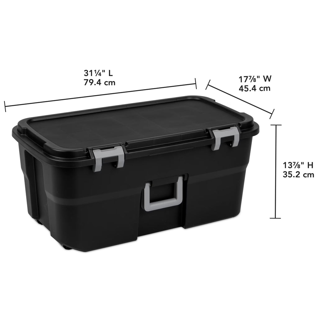 22 Gallon Black Wheeled Plastic Storage Trunk H509708