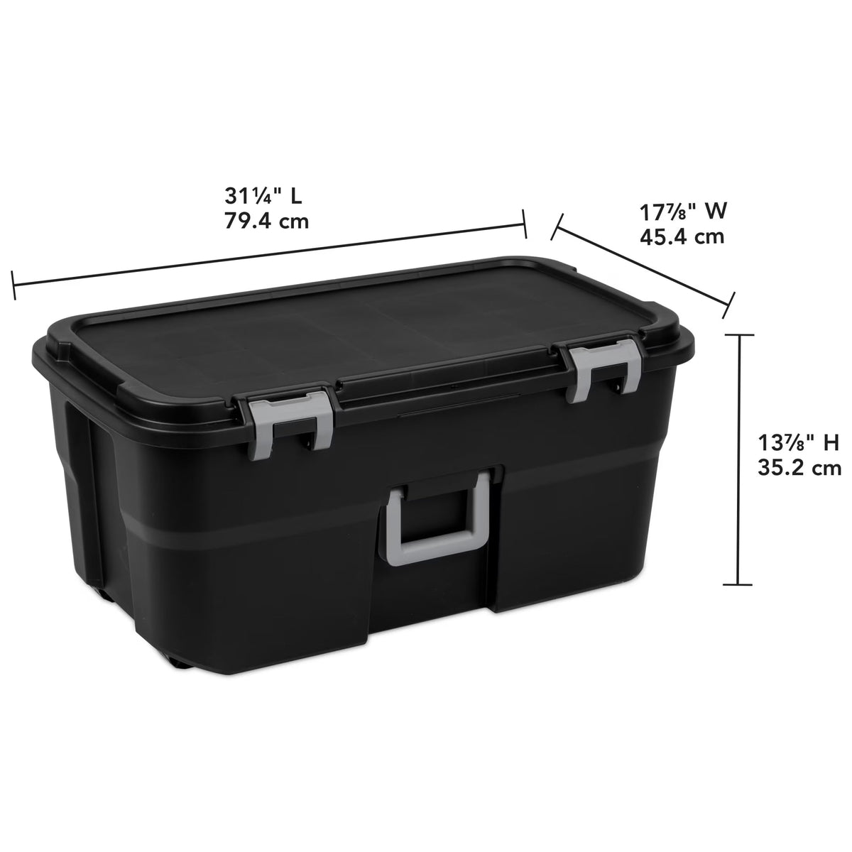 22 Gallon Black Wheeled Plastic Storage Trunk H509708