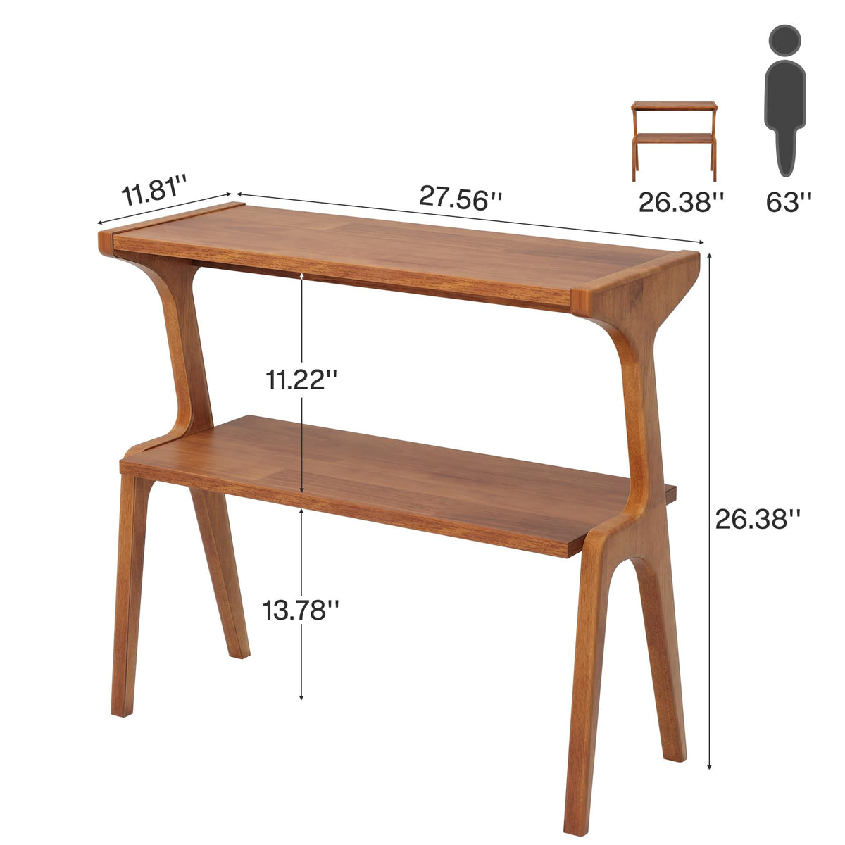 Wood 2-Tier End Table with Storage Shelves W907