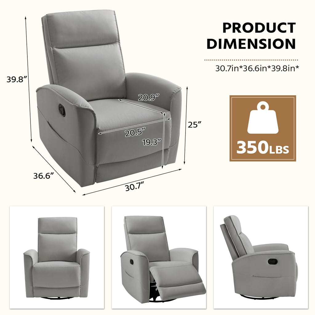 Manual Faux Leather Swivel Rocker Recliner Chair G154522