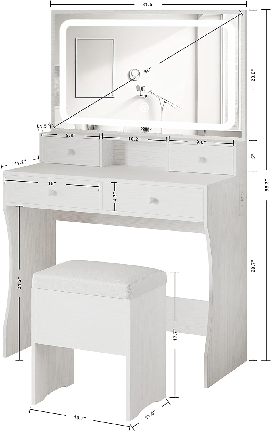 Vanity Desk with Charging Station A96433