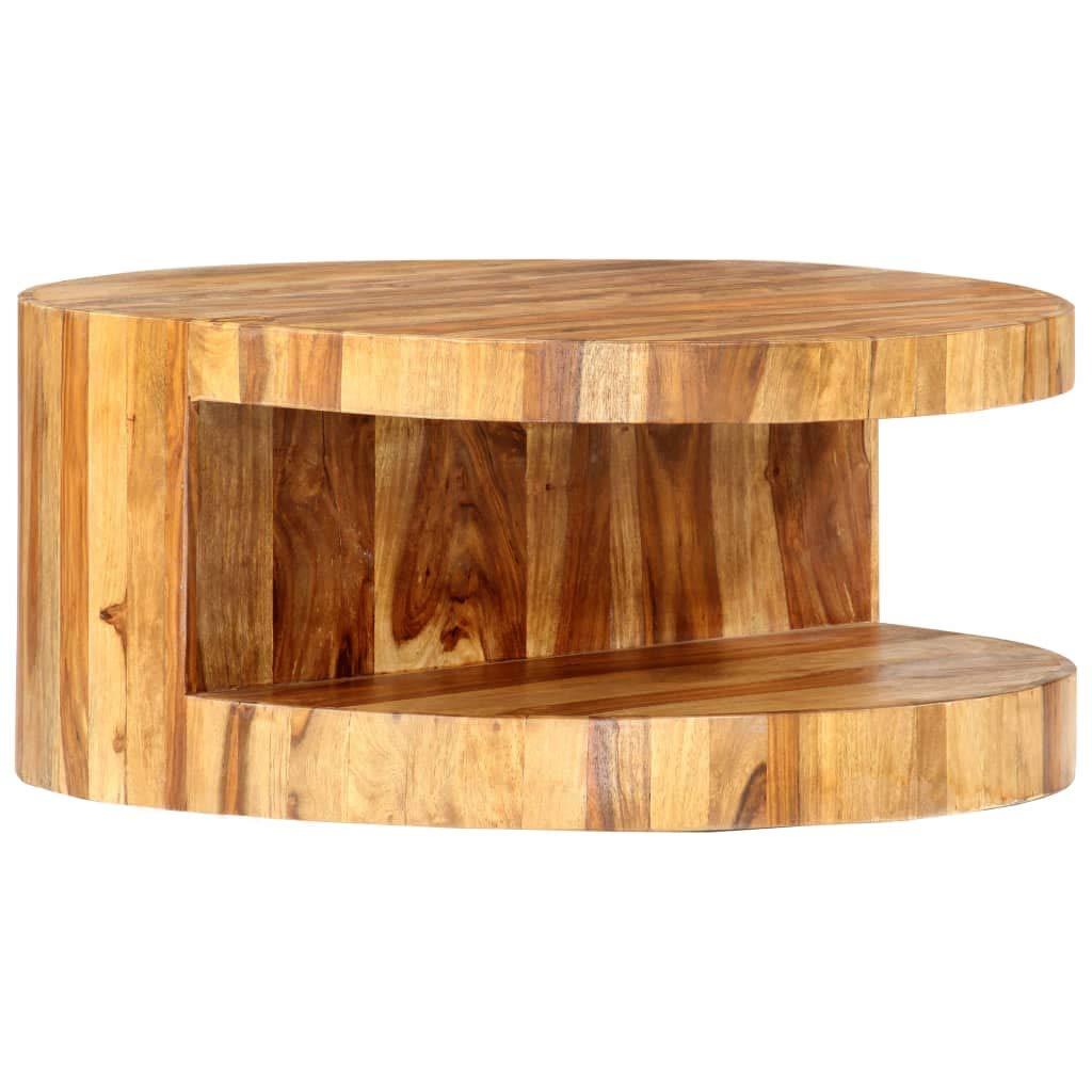 Round Coffee Table 25.6"x11.8" Solid Sheesham Wood C4629