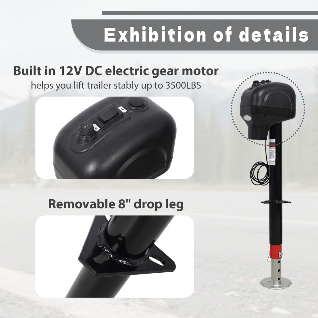 Electric Power Tongue Jack 3500lbs 12V DC U7097