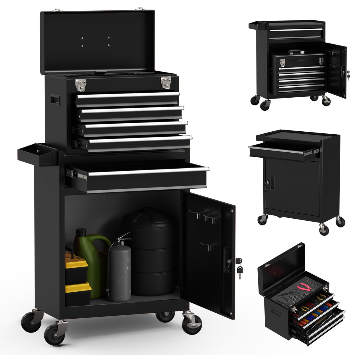 5 Drawer Rolling Tool Chest with Wheels and Lock A99259