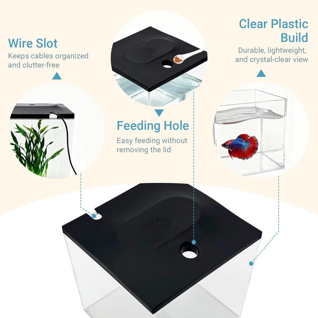 0.8-Gallon Small Plastic Fish Tank with LED Lighting R56916