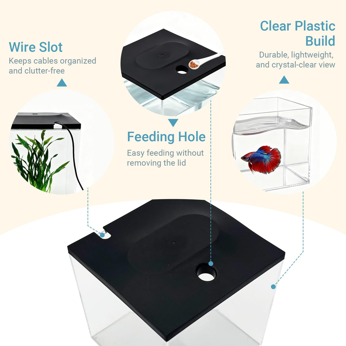 0.8-Gallon Small Plastic Fish Tank with LED Lighting R56916