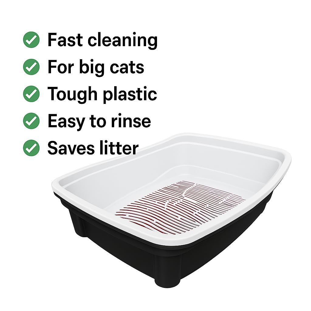 Large Black Cat Litter Box with Sifting System J26443