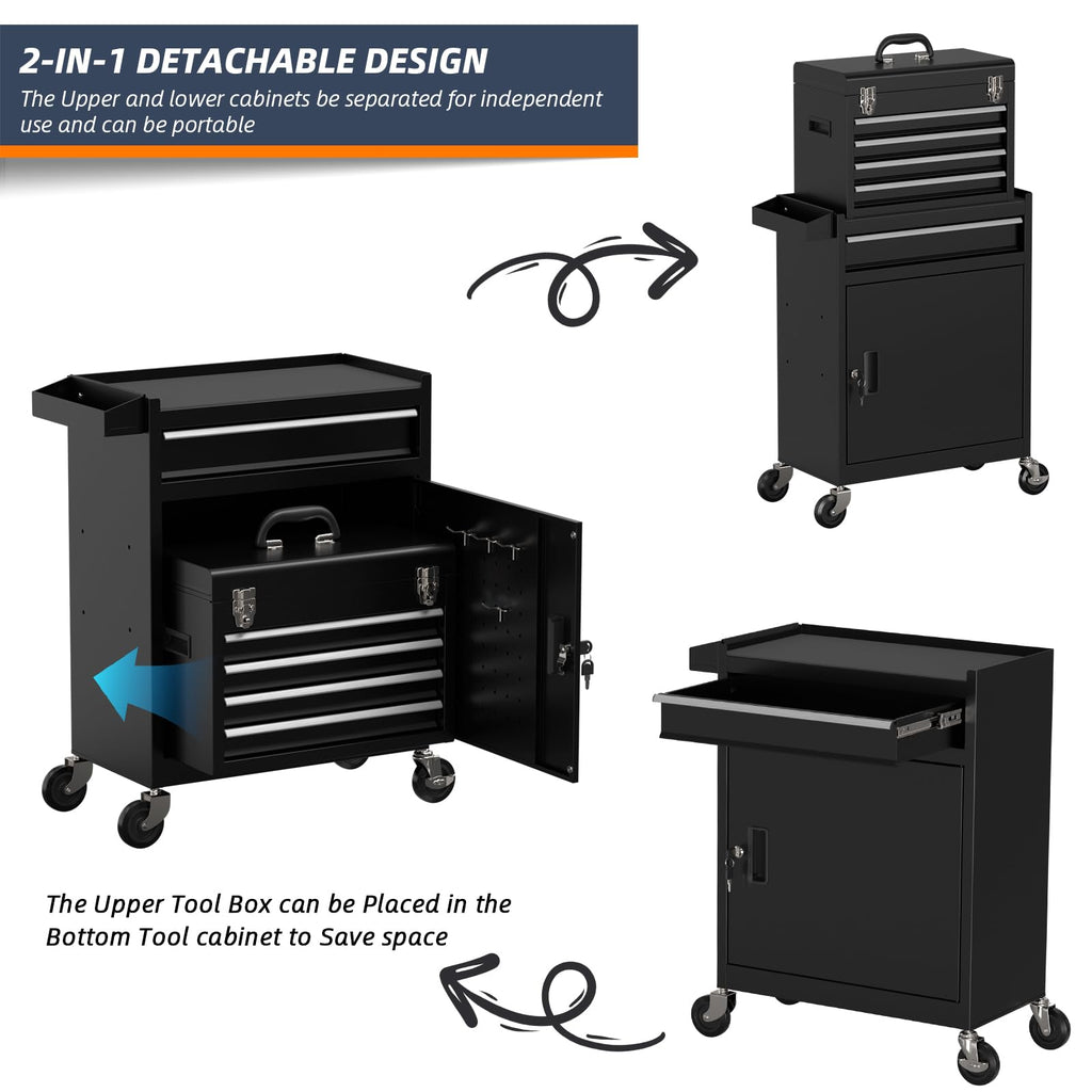 5 Drawer Rolling Tool Chest with Wheels and Lock A99259