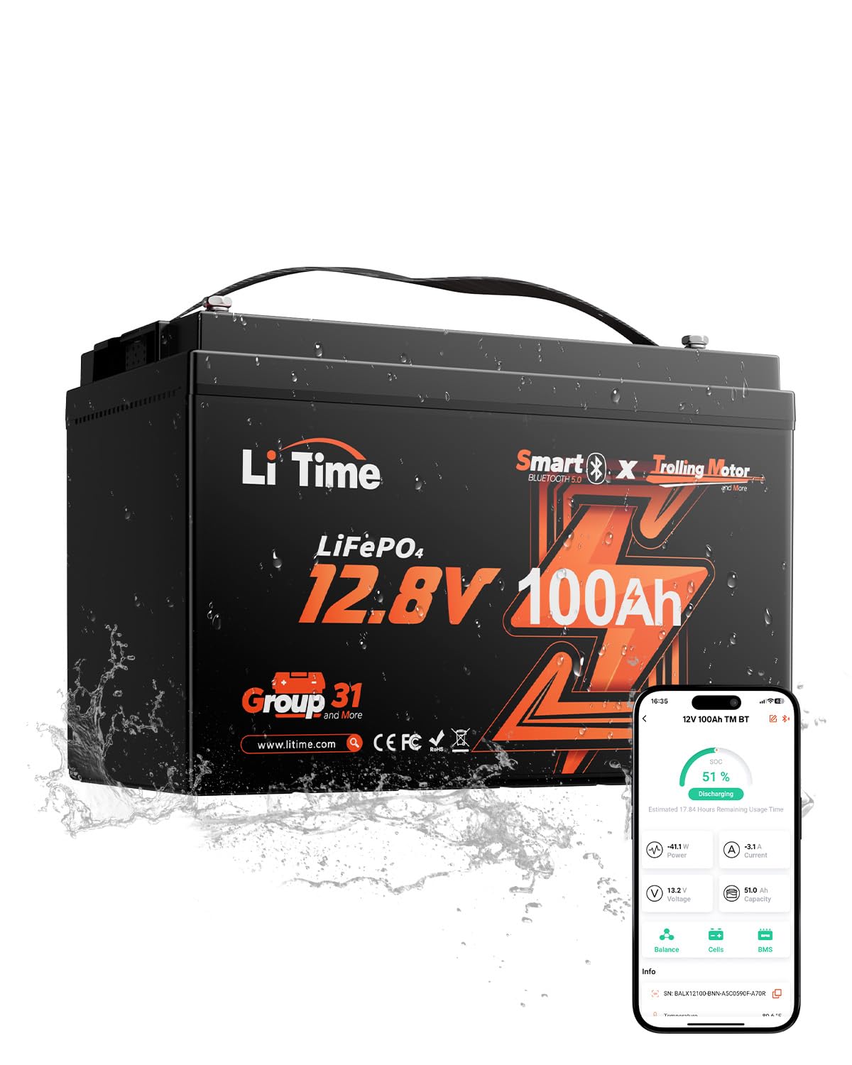 12V 100Ah LiFePO4 Trolling Motor Battery S9344