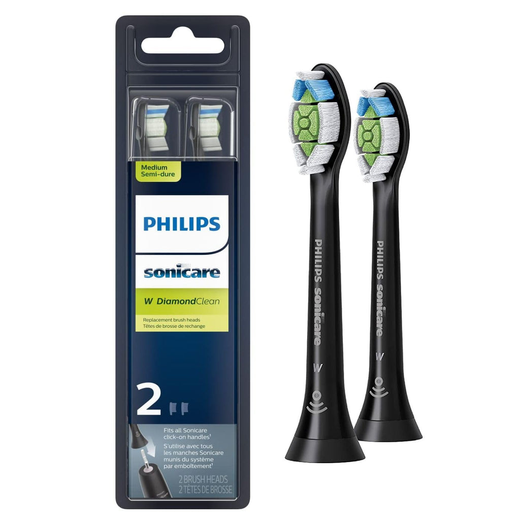 White and Black Replacement Toothbrush Heads, 2 Brush Heads Y5894