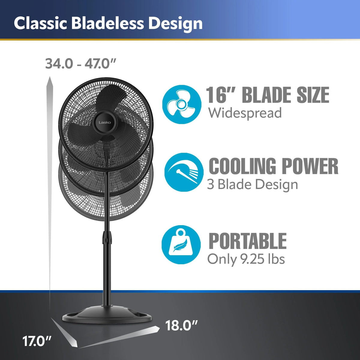 16" Oscillating Adjustable Pedestal Fan I136007