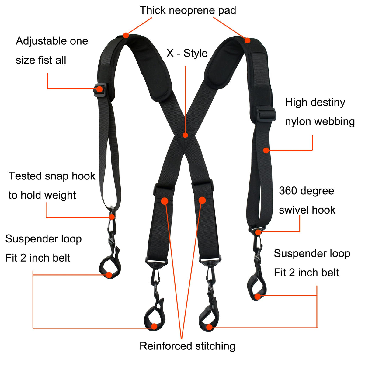 Adjustable Padded Tool Belt Suspender R647
