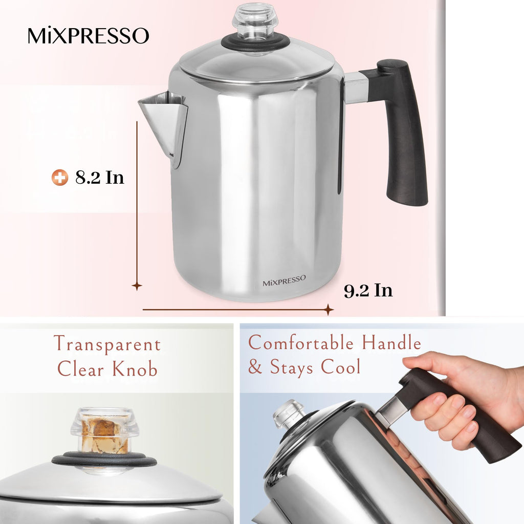 5-8 Cup Stainless Steel Stovetop Coffee Percolator N557312