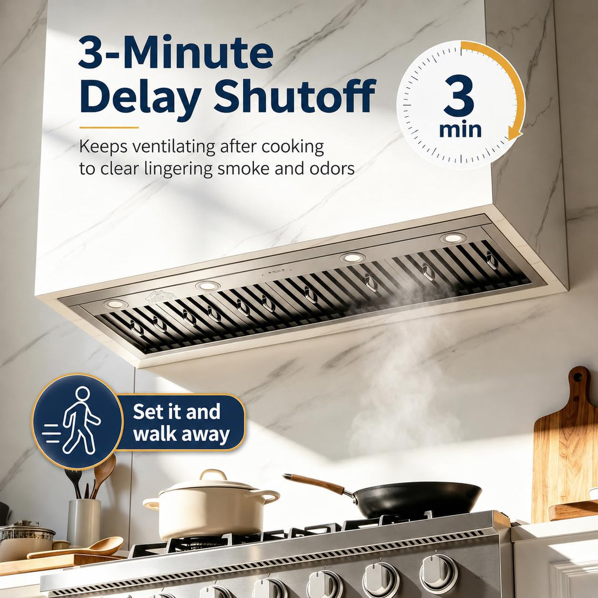 48 inch Stainless Steel Built-in Range Hood with Liner and Baffle Filter U3865