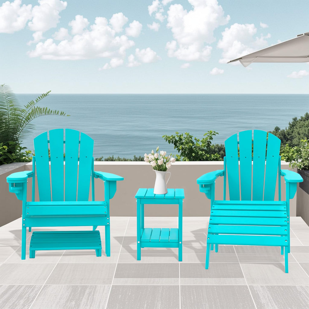 Aqua HDPE Plastic 2-Shelf Outdoor Side Table Y8675