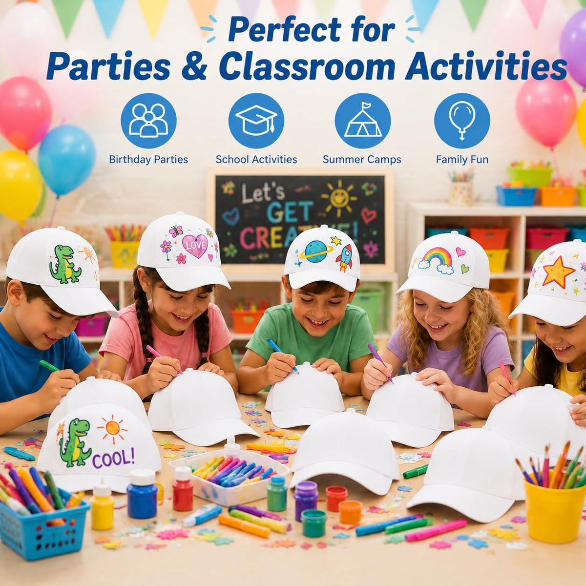 30 Pcs DIY Kids Baseball Caps Hats T60391