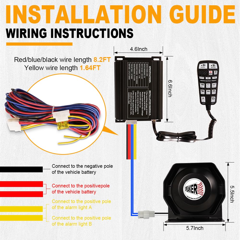 200W Multi-Tones PA Siren Speaker with Handheld Controller & Mic G28762