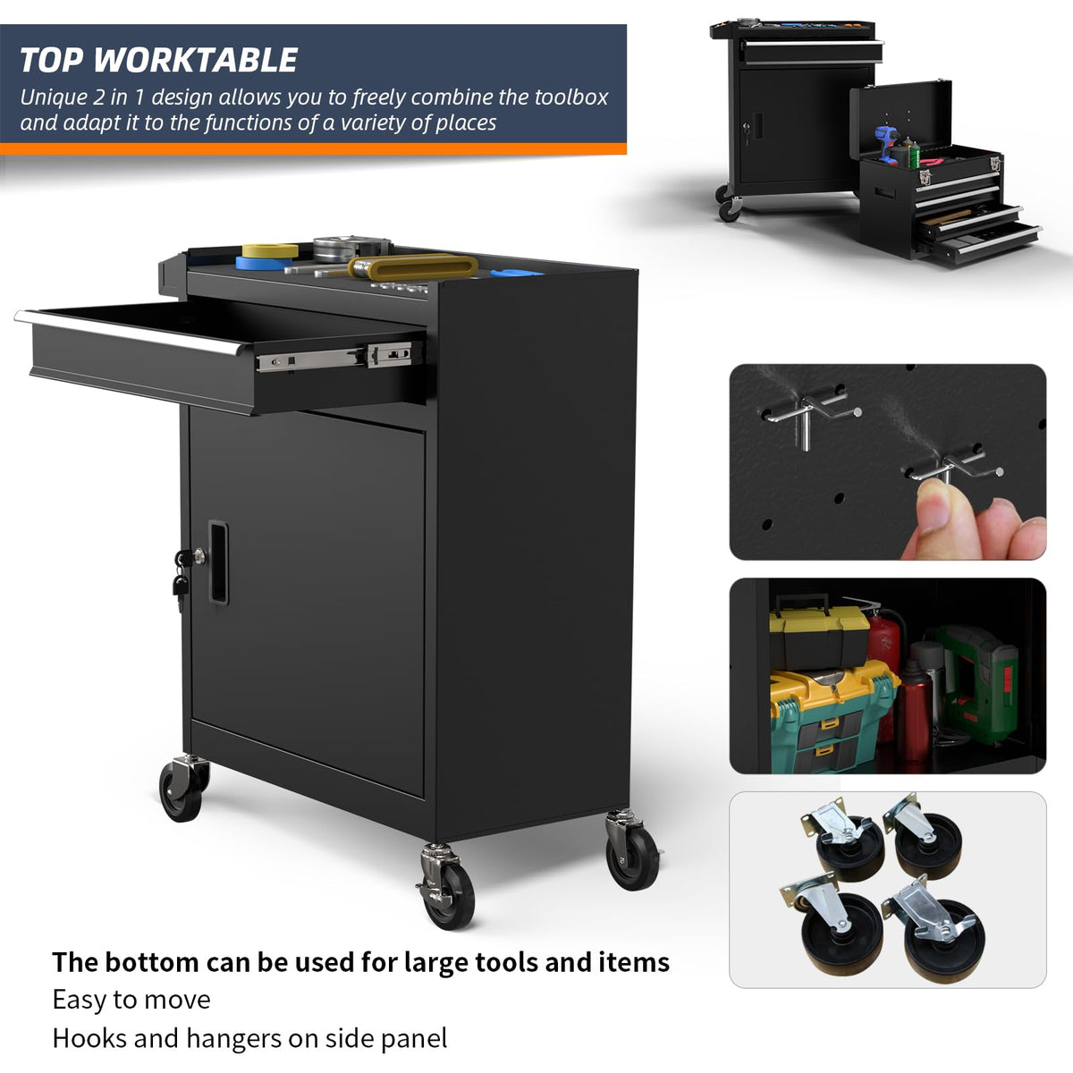 5 Drawer Rolling Tool Chest with Wheels and Lock A99259
