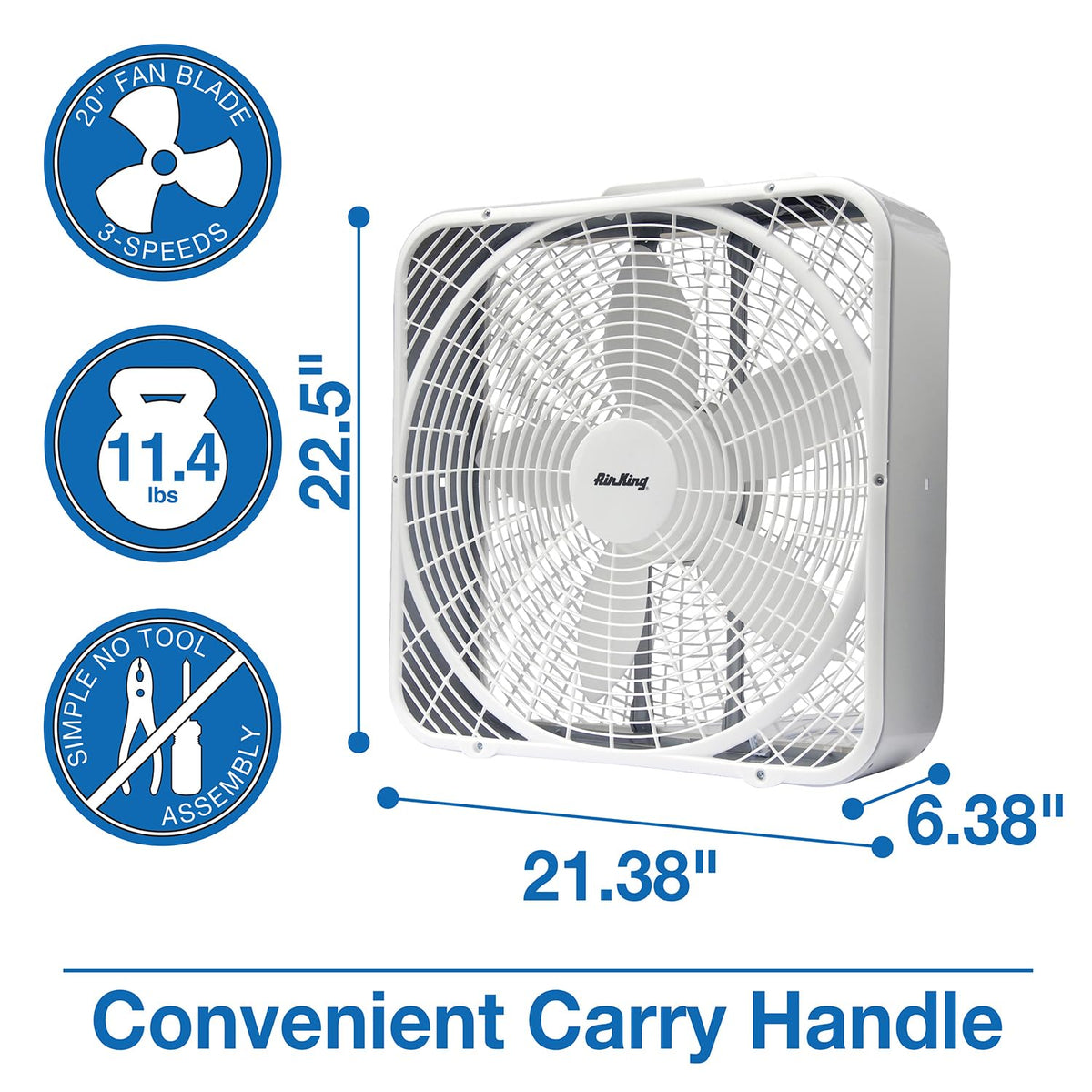 20-Inch 3-Speed Box Fan, White A785418