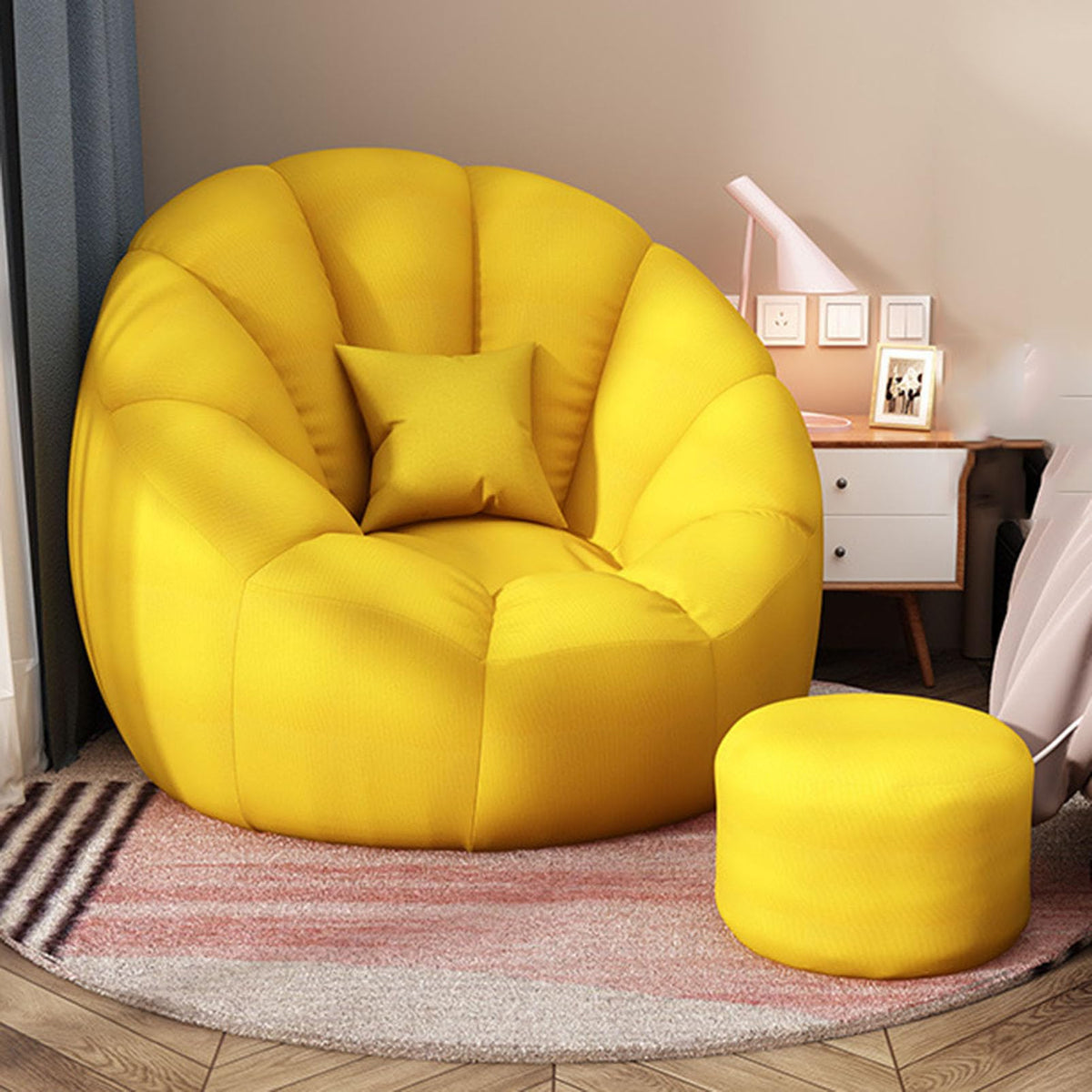 Soft Cotton Hemp Bean Bag Chair Cover White Gray Yellow K164788