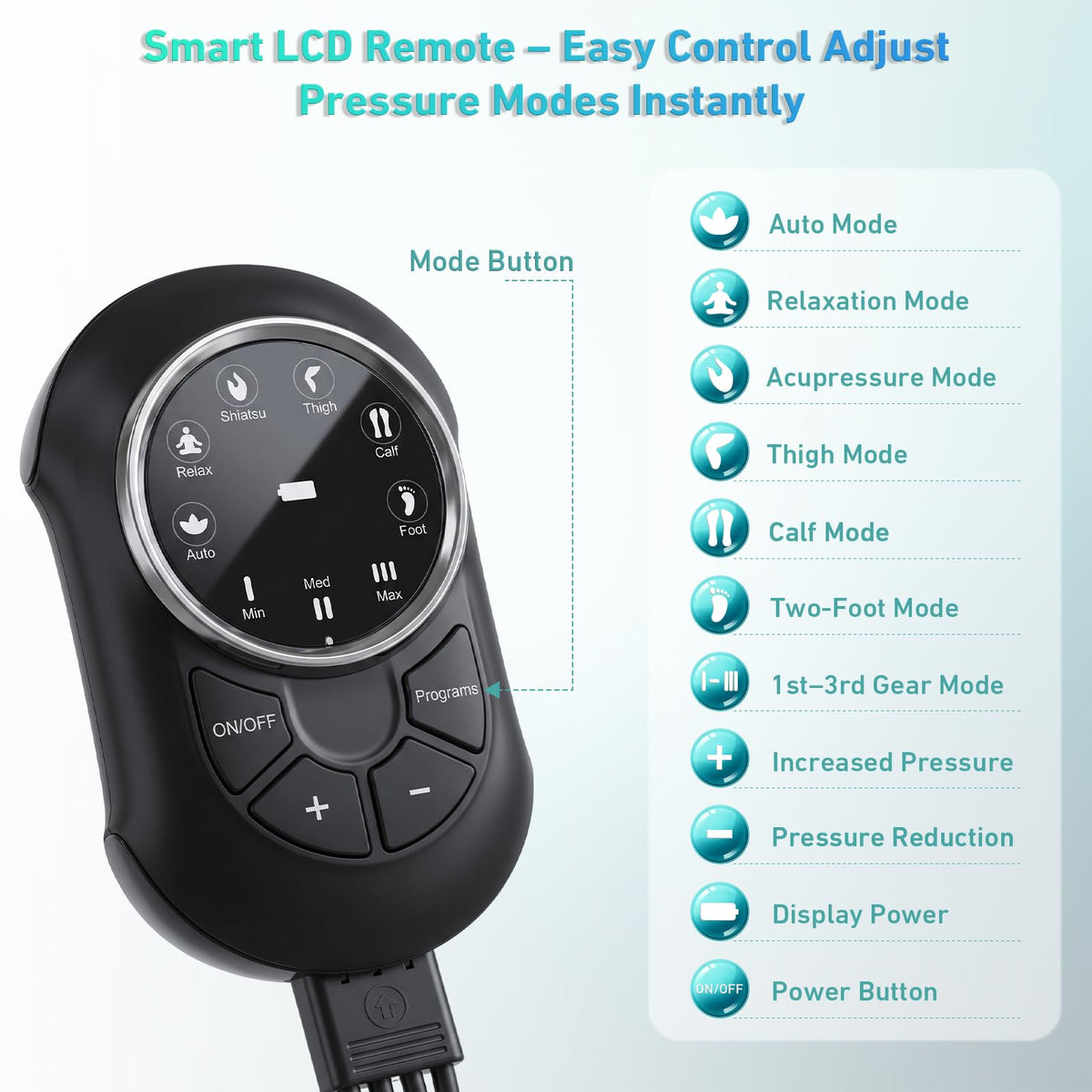 Air Compression Leg Massager with 6 Modes 3 Pressure Levels L558839
