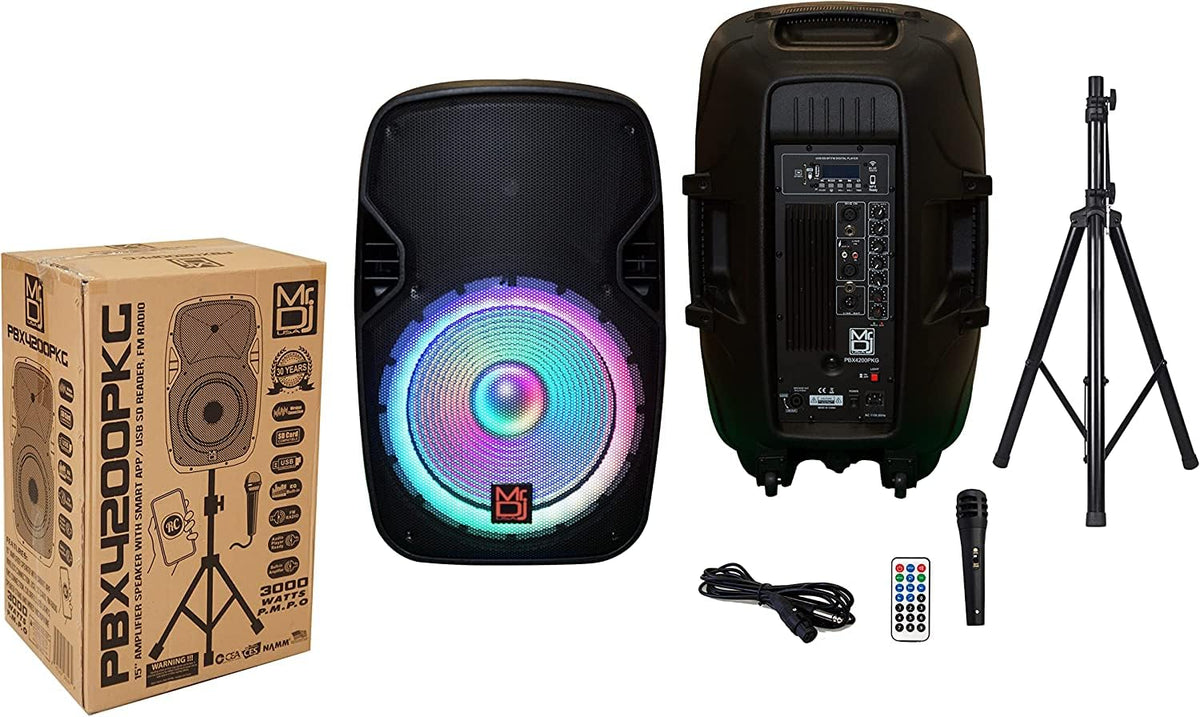 15" 2-Way Powered Bluetooth Karaoke Speaker with Speaker Stand R543