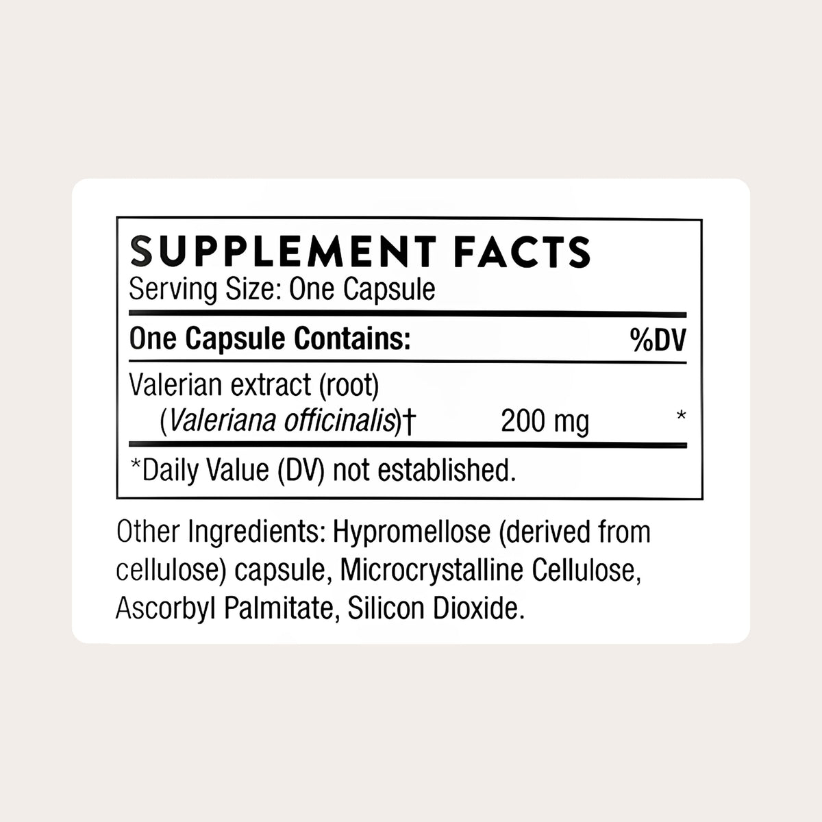 Valerian Root 200 mg 30 Capsules E8924